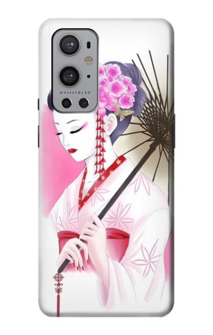 W2579 Traditionnelle japonaise Geisha Kimono Etui Coque Housse et Flip Housse Cuir pour OnePlus 9 Pro