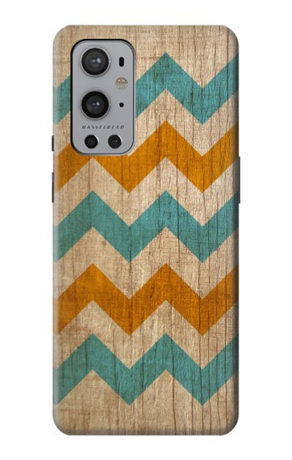 W3033 Bois Chevron Imprimé millésimé Graphic Etui Coque Housse et Flip Housse Cuir pour OnePlus 9 Pro