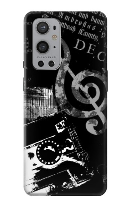 W3197 Musique Cassette note Etui Coque Housse et Flip Housse Cuir pour OnePlus 9 Pro