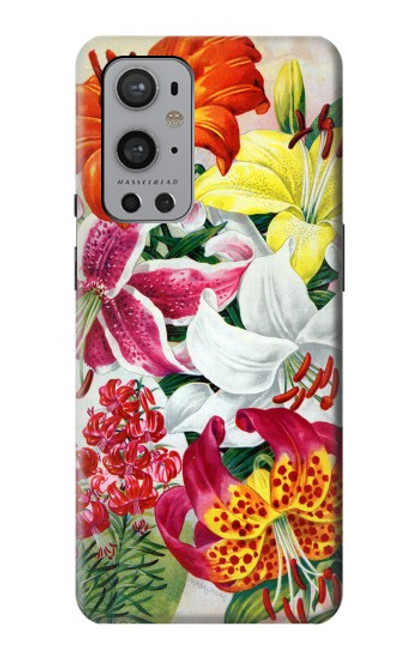 W3205 Fleurs Art Retro Etui Coque Housse et Flip Housse Cuir pour OnePlus 9 Pro