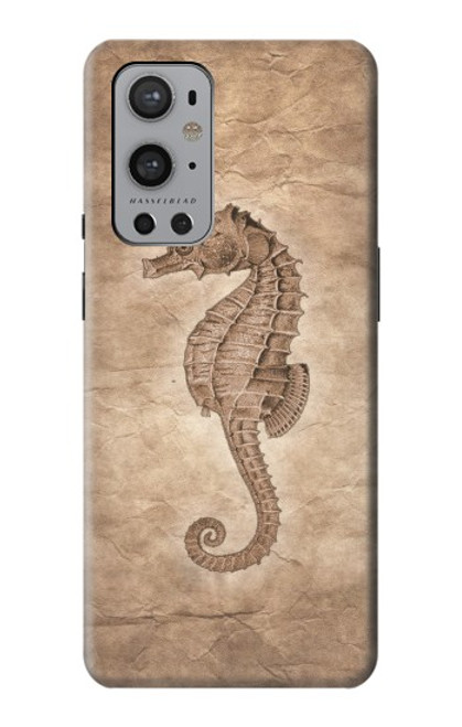 W3214 Hippocampe squelette Fossile Etui Coque Housse et Flip Housse Cuir pour OnePlus 9 Pro