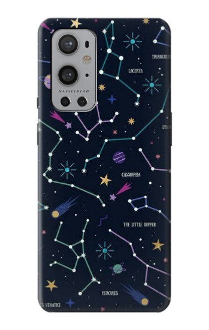 W3220 Carte Zodiaque étoiles Constellations Etui Coque Housse et Flip Housse Cuir pour OnePlus 9 Pro