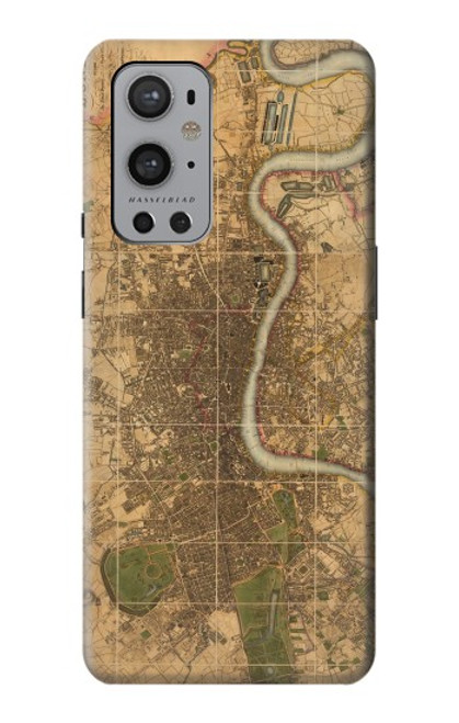 W3230 Carte de Londres millésimé Etui Coque Housse et Flip Housse Cuir pour OnePlus 9 Pro