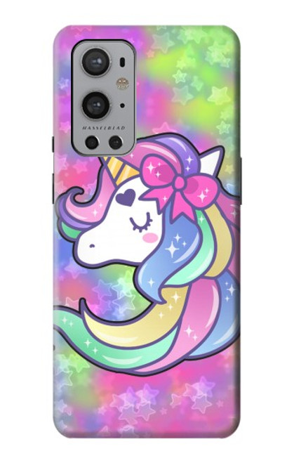 W3264 Pastel Licorne Etui Coque Housse et Flip Housse Cuir pour OnePlus 9 Pro