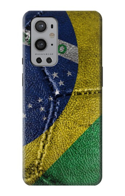 W3297 Brésil Drapeau graphique Football Millésime Etui Coque Housse et Flip Housse Cuir pour OnePlus 9 Pro