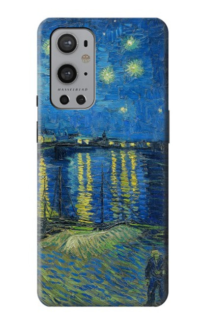 W3336 Van Gogh Nuit étoilée sur le Rhône Etui Coque Housse et Flip Housse Cuir pour OnePlus 9 Pro