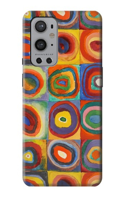 W3409 Carrés cercles concentriques Etui Coque Housse et Flip Housse Cuir pour OnePlus 9 Pro