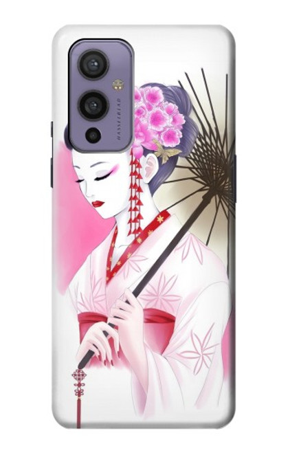 W2579 Traditionnelle japonaise Geisha Kimono Etui Coque Housse et Flip Housse Cuir pour OnePlus 9