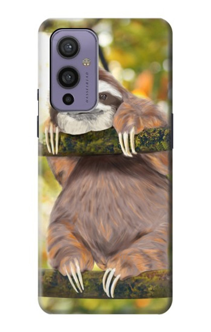 W3138 Peinture mignon bébé Sloth Etui Coque Housse et Flip Housse Cuir pour OnePlus 9