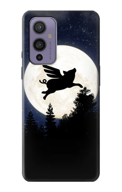 W3289 Cochon Volant Pleine Lune Nuit Etui Coque Housse et Flip Housse Cuir pour OnePlus 9