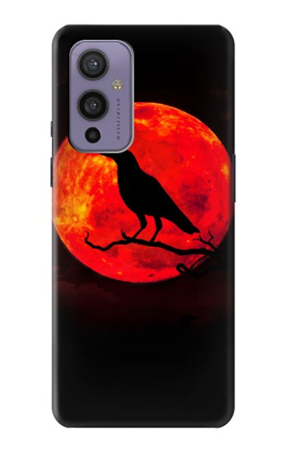 W3328 Corbeau Rouge Lune Etui Coque Housse et Flip Housse Cuir pour OnePlus 9