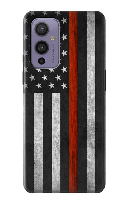 W3472 sapeur pompier Rouge mince ligne Drapeau Etui Coque Housse et Flip Housse Cuir pour OnePlus 9