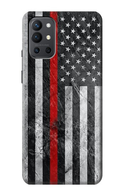 W3687 Drapeau américain de pompier mince ligne rouge Etui Coque Housse et Flip Housse Cuir pour OnePlus 9R