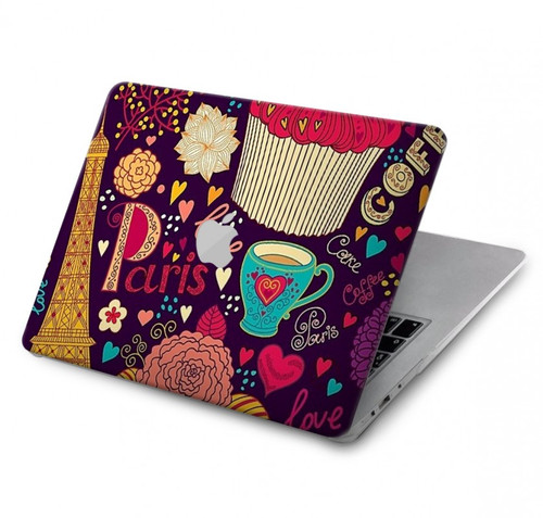 W2353 Paris Dessin Motif de Millésime Etui Coque Housse pour MacBook Air 13″ - A1369, A1466