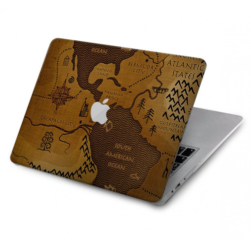 W2861 Carte antique du monde Etui Coque Housse pour MacBook Air 13″ - A1369, A1466