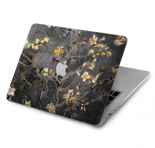 W2664 Noir Fleur Amandier Van Gogh Etui Coque Housse pour MacBook Air 13″ - A1932, A2179, A2337