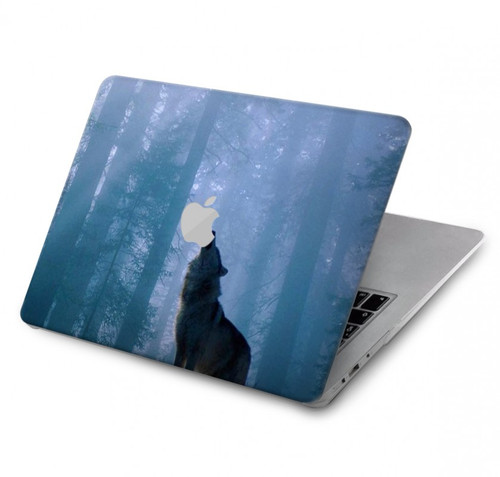 W0935 Loup Hurlant dans la forêt Etui Coque Housse pour MacBook Pro 13″ - A1706, A1708, A1989, A2159, A2289, A2251, A2338