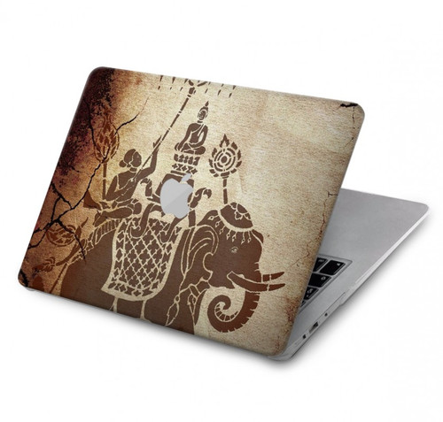 W2102 Art de la peinture thaïlandaise Bouddha sur Elephant Etui Coque Housse pour MacBook Pro 16″ - A2141