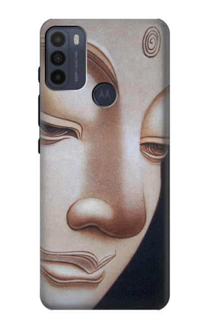 W1255 Visage du Bouddha Etui Coque Housse et Flip Housse Cuir pour Motorola Moto G50