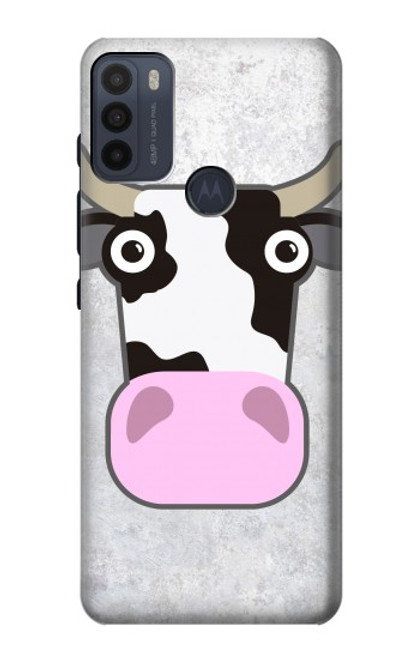 W3257 Vache Dessin animé Etui Coque Housse et Flip Housse Cuir pour Motorola Moto G50