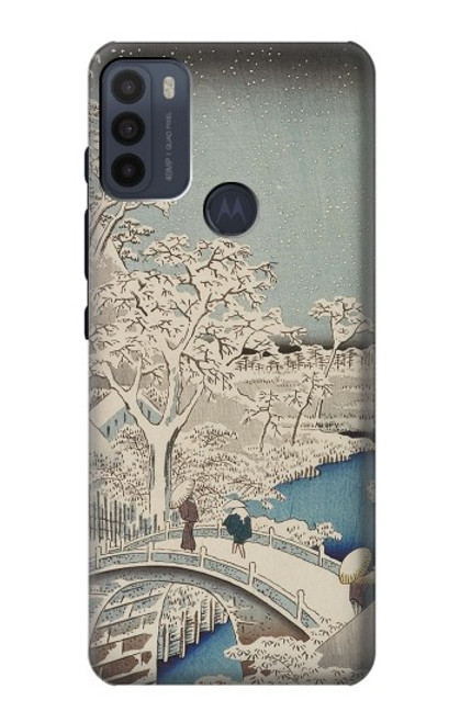 W3350 Utagawa Hiroshige Tambour Pont Yuhi Hill à Meguro Etui Coque Housse et Flip Housse Cuir pour Motorola Moto G50