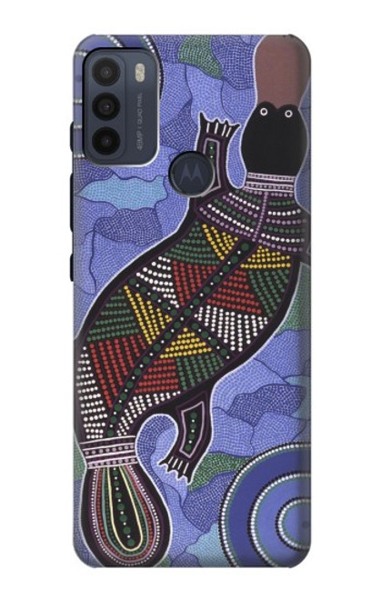 W3387 Platypus Art aborigène d'Australie Etui Coque Housse et Flip Housse Cuir pour Motorola Moto G50