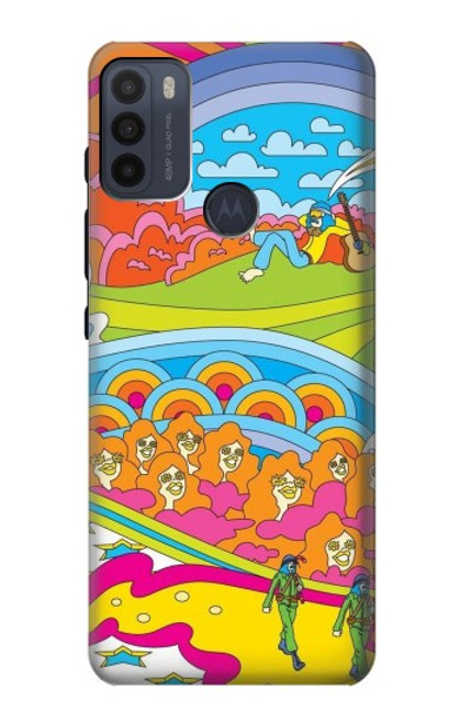 W3407 hippie Art Etui Coque Housse et Flip Housse Cuir pour Motorola Moto G50