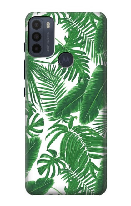 W3457 Papier Palm Monstera Etui Coque Housse et Flip Housse Cuir pour Motorola Moto G50