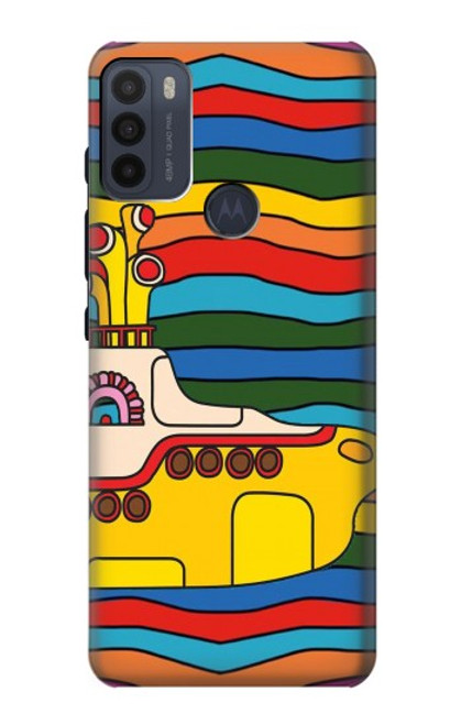 W3599 Hippie submarin Jaune Etui Coque Housse et Flip Housse Cuir pour Motorola Moto G50