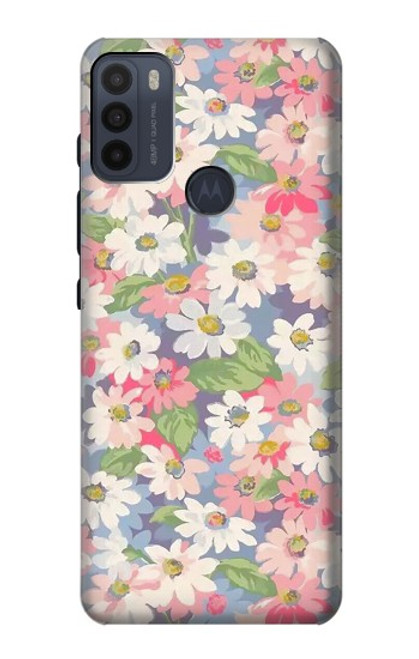 W3688 Motif d'art floral floral Etui Coque Housse et Flip Housse Cuir pour Motorola Moto G50
