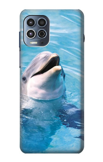 W1291 Les Dauphins en Mer Etui Coque Housse et Flip Housse Cuir pour Motorola Moto G100