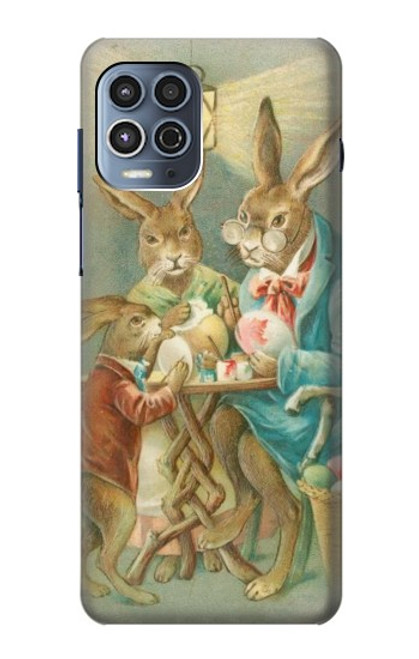 W3164 Famille Lapin de Pâques Etui Coque Housse et Flip Housse Cuir pour Motorola Moto G100