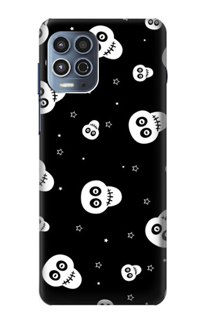 W3261 Sourire Crâne Motif Halloween Etui Coque Housse et Flip Housse Cuir pour Motorola Moto G100