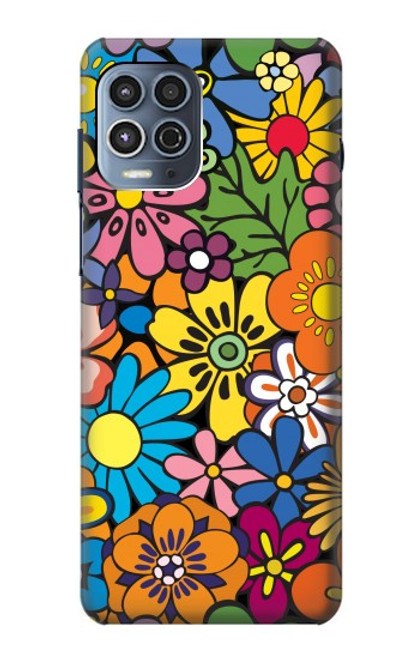 W3281 Motif coloré Hippie Fleurs Etui Coque Housse et Flip Housse Cuir pour Motorola Moto G100