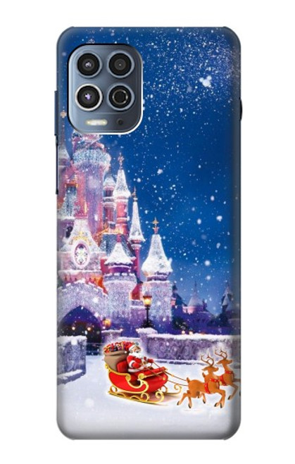 W3282 Château de Santa Noël Etui Coque Housse et Flip Housse Cuir pour Motorola Moto G100