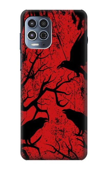 W3325 Corbeau Noir Sang Arbre Etui Coque Housse et Flip Housse Cuir pour Motorola Moto G100