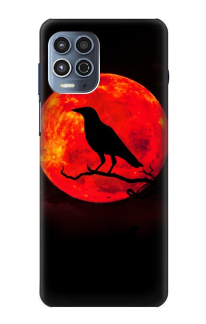 W3328 Corbeau Rouge Lune Etui Coque Housse et Flip Housse Cuir pour Motorola Moto G100