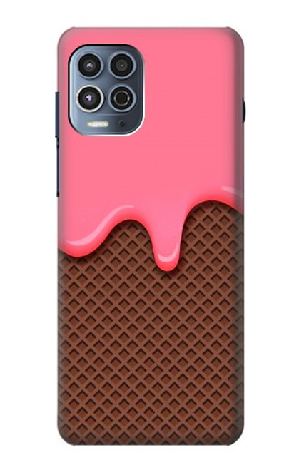 W3754 Cornet de crème glacée à la fraise Etui Coque Housse et Flip Housse Cuir pour Motorola Moto G100