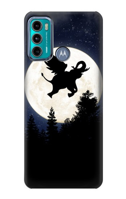 W3323 Voler l'Eléphant Nuit de pleine lune Etui Coque Housse et Flip Housse Cuir pour Motorola Moto G60, G40 Fusion