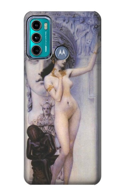 W3353 Gustav Klimt Allégorie de la sculpture Etui Coque Housse et Flip Housse Cuir pour Motorola Moto G60, G40 Fusion