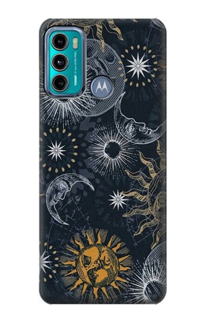 W3702 Lune et soleil Etui Coque Housse et Flip Housse Cuir pour Motorola Moto G60, G40 Fusion