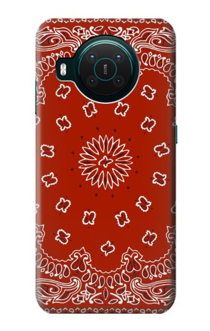 W3355 Motif Bandana Rouge Etui Coque Housse et Flip Housse Cuir pour Nokia X10