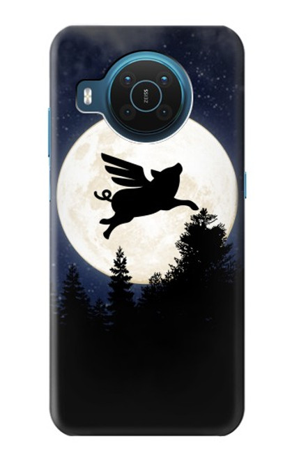 W3289 Cochon Volant Pleine Lune Nuit Etui Coque Housse et Flip Housse Cuir pour Nokia X20