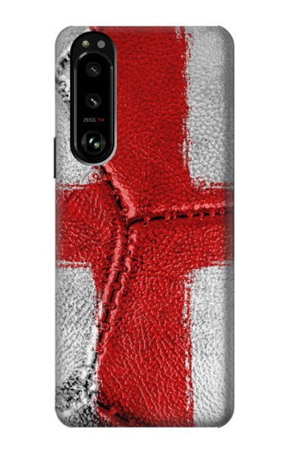 W3316 Angleterre Drapeau graphique Football Millésime Etui Coque Housse et Flip Housse Cuir pour Sony Xperia 5 III