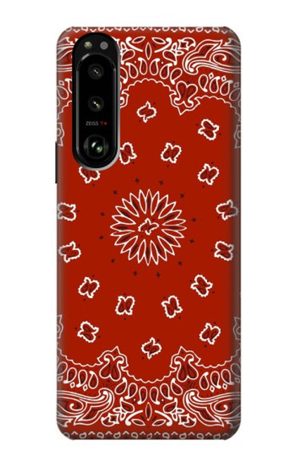 W3355 Motif Bandana Rouge Etui Coque Housse et Flip Housse Cuir pour Sony Xperia 5 III