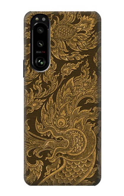 W3382 Art de la peinture thaïlandaise Naga Etui Coque Housse et Flip Housse Cuir pour Sony Xperia 5 III