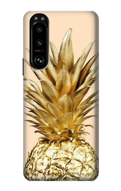 W3490 ananas or Etui Coque Housse et Flip Housse Cuir pour Sony Xperia 5 III