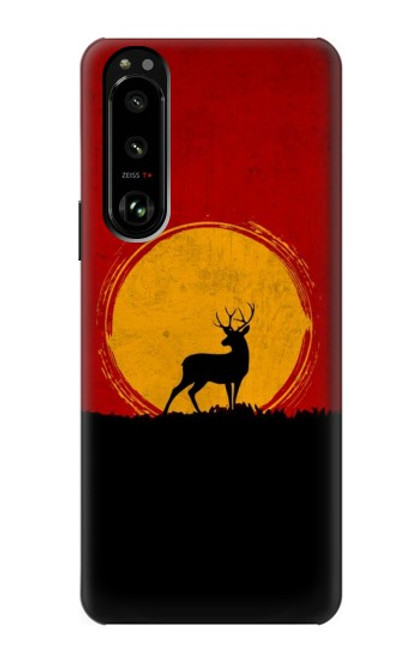 W3513 Coucher de soleil de Deer Etui Coque Housse et Flip Housse Cuir pour Sony Xperia 5 III