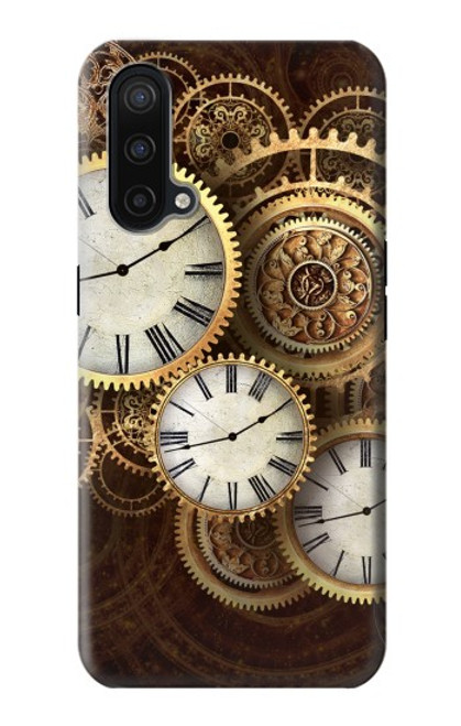 W3172 Horloge or Etui Coque Housse et Flip Housse Cuir pour OnePlus Nord CE 5G