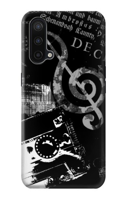 W3197 Musique Cassette note Etui Coque Housse et Flip Housse Cuir pour OnePlus Nord CE 5G